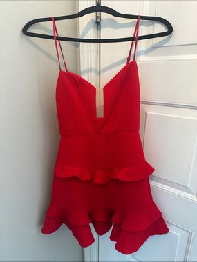 Angel Biba Red Ruffled Mini Dress